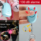 Alarme personnelle Lumière LED à volume élevé de 130 dB alarme porte-clés portable d'extérieur alarme chargement de type C bleu