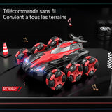 Voiture télécommandée 900 mah 6 tours avec la lumière musique pulvérisation cascades de drift voiture jouet chargement USB rouge
