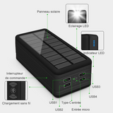 Batterie externe 50000mah prise en charge de la recharge sans fil chargez jusqu'à quatre appareils simultanément chargeur solaire
