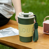 400ml tasse à café dessin animé tasse isolante portable avec corde de transport voiture tasse à eau en acier inoxydable 304