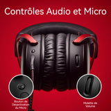 Casque supra Longueur de câble 1,6m audio et microphone intégrés son de haute qualité compatible PC consoles de jeu mobiles etc