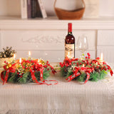 Couronne de bougies de Noël 30*30CM Bougeoir design Simulation d'aiguilles de pin Décoration de bureau Couronne de Noël pour porte