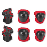 Genouillères 3 en 1 6pcs rouge réglable de protection double protection épaissie kit de protection de poulie pour enfants 4-13 ans