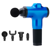 Pistolet de massage électrique pour fascia pistolet de massage portatif livré avec 4 têtes interchangeables et 6 intensités bleu