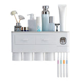 Porte-brosses à Dents 370x188x100cm Stockage tout-en-un décoratif pour Salle de Bain Support Mural Distributeur de Dentifrice