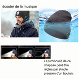Bonnet bluetooth v5.0 bonnet lampe frontale avec lumière 6 led usb bonnet technique homme femme beanie musique convient à sports