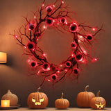Couronne d'Halloween   45*45cm  Design de branche morte  Simulation de globes oculaires   Design lumineux  Décoration d'Halloween