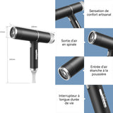 Sèche cheveux 1000W 3 vitesses vent 2 réglages température Moteur à grande vitesse Contrôle intelligent de la température Noir