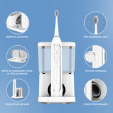 Appareil nettoyage dents 26x12x7cm nettoyeur dent portable ondes acoustiques intelligentes portables brosse dents électrique 2 en 1