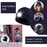 Led bonnet lampe frontale chaud en tricot illuminé chapeau lumineux pour la pêche en plein air bonnet technique rechargeabilité