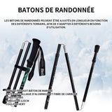 Batons de randonnée 125cm bâton de trekking pliable télescopique fibre bâtons de trekking rétractables canne de marche pliable vert