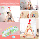 Tipi enfant 105x155cm maison de jeu de conte de fées pour le salon tente pour enfant Rangement et transport pratiques Tapis d'éveil
