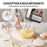 Batteur electrique 800w 17x15x7cm réglage de vitesse en 5 modes acier inoxydable batteur électrique de cuisine batteur polyvalent