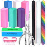 Lot de limes à ongles 14PCS coupe-cuticules brosse à ongles nail art outil pour ongles incarnés bloc polissoir ongles faces