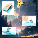 arte de voeux 17,3x18,3cm anime animal carte de voeux tridimensionnelle poisson voilier papier sculpture bénédiction carte postale