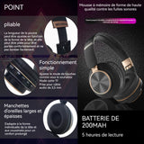 Casque anti bruit adulte 200mah bluetooth 4,2 FM autonomie de 4h monté sur la tête 3D stéréo pliables casque bluetooth sans fil