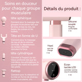 Massage musculaire 5 vitesses 2000mah avec 4 têtes de massage détente profonde dans toutes les directions amplitude de 6 mm rose