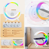 Réveil LED multifonctionnel Recharge sans fil pour téléphones portables Haut-parleur Bluetooth Avec affichage de l'horloge blanc