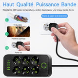 Multiprise electrique Protection surtension Bloc 6 prises 4 USB 1 Type-C Longueur câble 1,8M avec Interrupteur Bloc Multiprise
