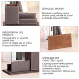 Porte-stylo 20x10x10cm pour cartes de visite en cuir porte-stylo multifonctionnel de stockage de cartes de visite de bureau marron