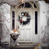 Couronne de tête de mort pour Halloween 50*50*13cm Support de crâne simulé Gothique sombre Couronne de décoration pour Halloween