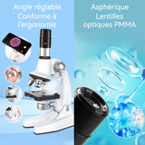 Loupe 25 cm Lentille d'extension 4x Grossissement jusqu'à x4800 Outil pédagogique pour explorer le monde microscopique Microscope