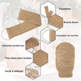 Sangle lave dos 58x10cm lanière crin gant exfoliant bande dos exfoliante en chanvre naturel pour dos corps bain douche homme femme