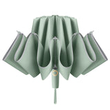Parapluie 105x63cm 10 baleines avec bandes réfléchissantes baleines renforcéessolide et durablevert Parapluie pliable inversé