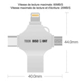 Clé usb 4 en 1 64 GO clé usb stockage mémoire flash multimédia compatible téléphones portables ordinateurs double usage téléphone