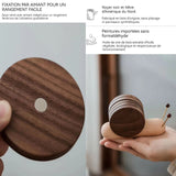 Sous-verres 5PCS ronds escargots en bois décoration maison avec aimant mignon dessous en bois élégant pour café thé et boissons