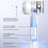 sèche-cheveux 1600W 4 niveaux vitesse et 8 modes de brushing  LED hair dryer  professionnel seche cheveux ionique sechoir cheveux