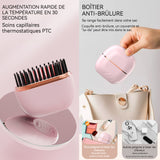 Brosse lissante pour cheveux mini portable rechargeable multifonctionnel 2 en 1 cheveux raides et bouclés 3 réglages températur