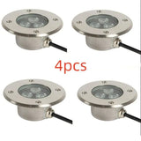 4 Pcs Outdoor Recessed LED Spotlight 3w IP68 Warm Light Ground Buried Light Waterproof Stainless Steel Light Garden Buried Lights