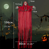 Chaîne fantôme rouge pour Halloween  196*80cm   Boules oculaires lumineuses   Son activé par la voix   Décoration d'Halloween