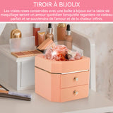 Ensemble boite cadeau 11.5x11.5x14cm conception à double couche rose eternelle boîte à bijoux pour filles ranger bagues collier