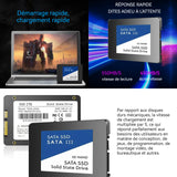 Disque Dur Interne 2To SATA3,0 SSD transfert haute vitesse 350 M/s avec le système Winxp+Windows7/8/10/11+OS disque dur solides