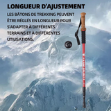 Batons de randonnée 135cm bâton de trekking pliable télescopique fibre bâtons de trekking rétractables canne de marche pliable rouge
