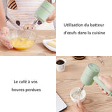Batteur 20W petit fouet domestique rechargeable sans fil avec 3 modes de travail pour cuisson et gâteaux de batteur electrique