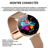 Montre connectée ip67 bluetooth 5.0 doré 185mah étanche tracker d'activité podomètre calories montre sport montre connectée femme