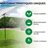 Pied de parasol 25 -38 mm tige inférieure de base parapluie télescopique pliable et stable en métal antirouille portable et réglable