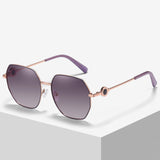 New Net Red Fashion Gradient Lunettes de soleil Trendy Metal Ladies Anti-ultraviolet Premium Sense Lunettes de soleil polarisées
