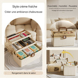 Boîte à pharmacie 3 niveaux grande trousse de premiers secours complète multifonctionnelle boîte de rangement avec couvercle brun