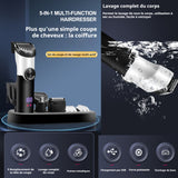 Tondeuse cheveux 5 en 1 3 tête de coupe de limite professionnelle ecran LCD sans fil du corps complet silencieux coiffeur électrique
