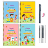 ahiers d'écriture magique 4pcs Calligraphie magique Cahier de calligraphie réutilisé Pratique de l'écriture magique pour enfants
