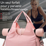 Sac de sport pour femmes 49x25x23cm grande capacité étanche sac de voyage sac de yoga avec sangle de fixation pour tapis de yoga