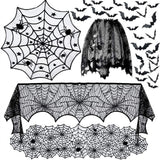 Décoration d'Halloween Nappe en toile d'araignée Fil de toile d'araignée noire Décoration de cheminée Décoration de fête d'Halloween