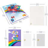 Cartes de vœux 16x21cm carte 3D motif train d'anniversaire lumières et musique enveloppe et carte cadeau cadeau idéal violet