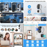 Camera surveillance wifi intérieure 1080p 2,4G wifi PTZ 4mp double objectif 3 modes de vision nocturne IR caméra de surveillance