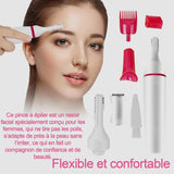 Epilateur sourcil 5 en 1  epilateur électrique rechargeable femme pour la sourcil bras  jambes  aisselles  maillot et plus encore