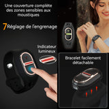 Bracelet anti-moustiques, bracelet anti-moustiques à ultrasons, Étanchéité IPX4 Rechargeable USB,pour Camping Randonnée Exterieur